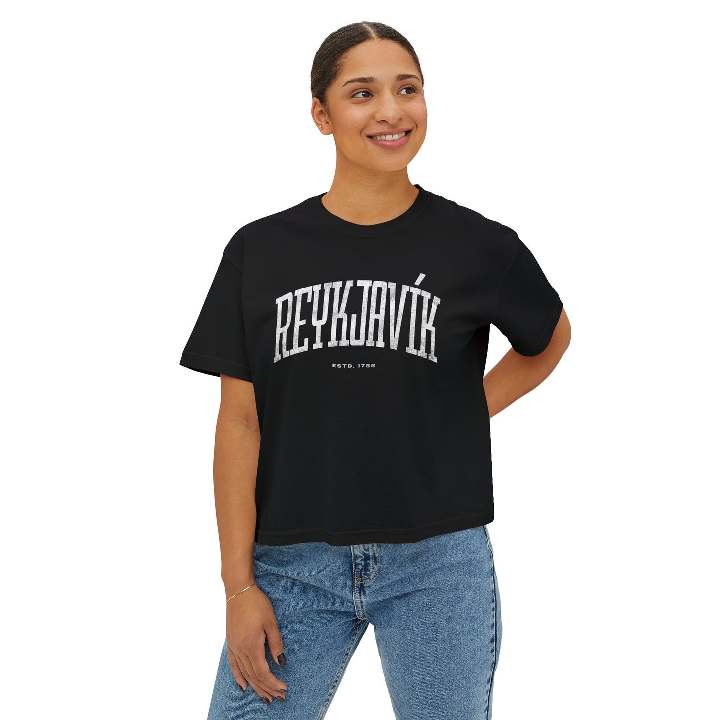 Women's Box Tee - Reykjavík Minimalist Modern Iceland Streetwear