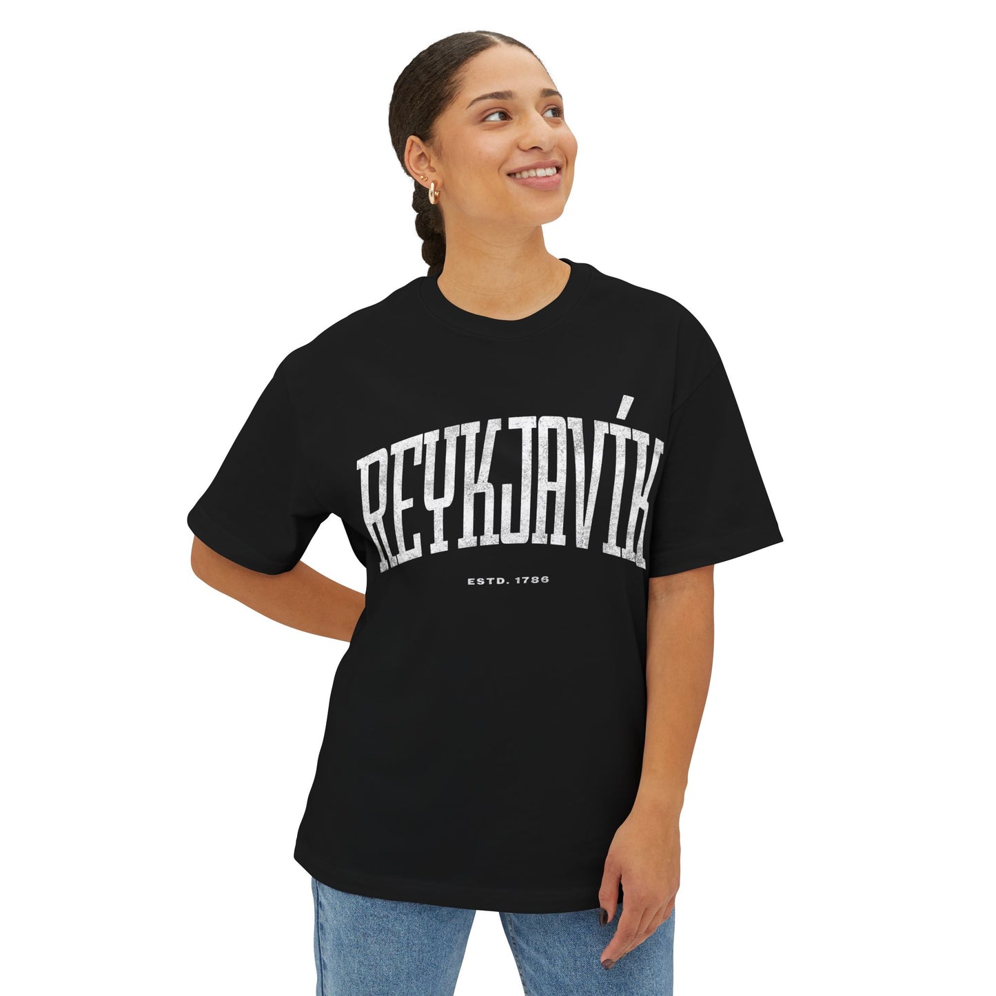 Reykjavík Boxy Tee - Oversized Unisex T-Shirt for Travelers, Urban Chic Style