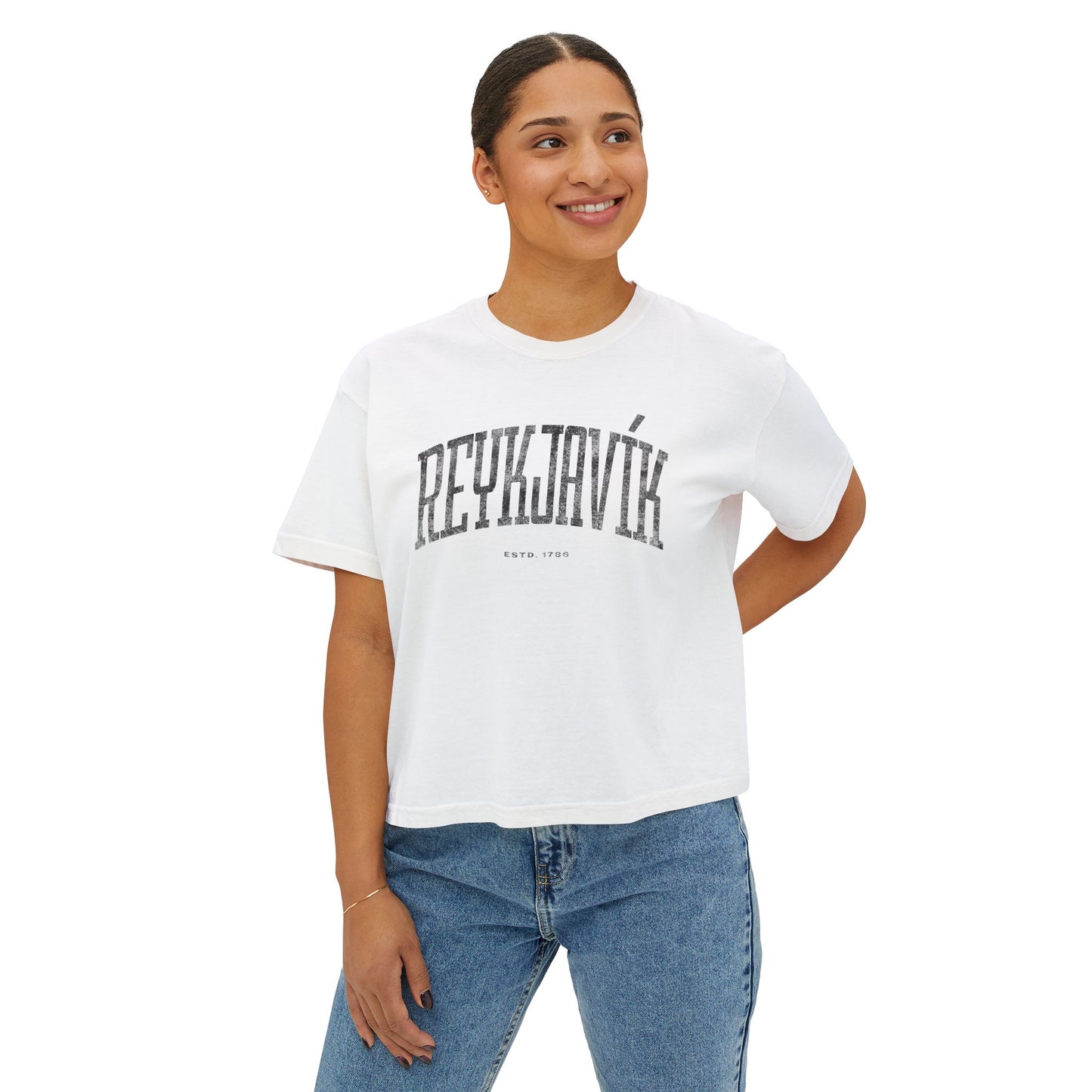 Women's Box Tee - Reykjavík Minimalist Modern Iceland Streetwear